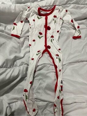 Kyte BABY White One-Piece with Red Poppy Print